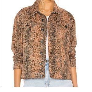 Free People NEW Snake Trucker Jean Jacket